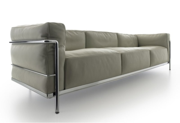 SOFÁ LC 3 3 LUGARES  ESTRUTURA EM AÇO INOX E CROMADO - Image 5