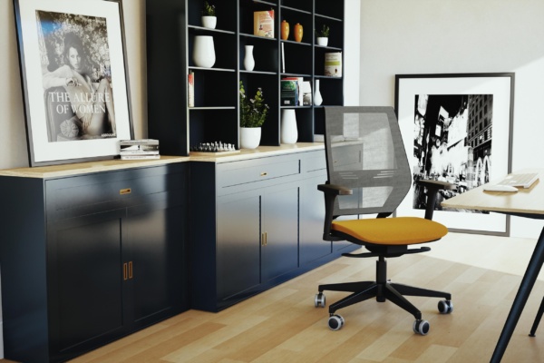 POLTRONAS EASYFLEX TC ENCOSTO TELA CINZA E PRETA