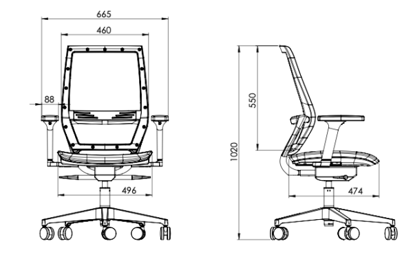POLTRONAS EASYFLEX TC ENCOSTO TELA CINZA E PRETA - Image 8